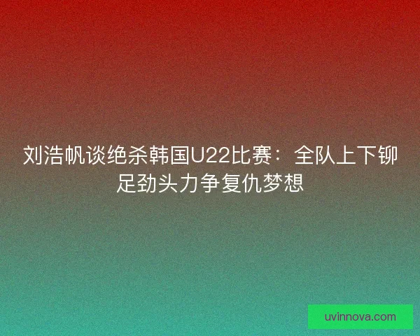 刘浩帆谈绝杀韩国U22比赛：全队上下铆足劲头力争复仇梦想